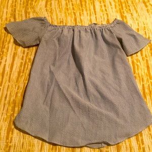 From Boston Proper- stylish, ridged blouse.